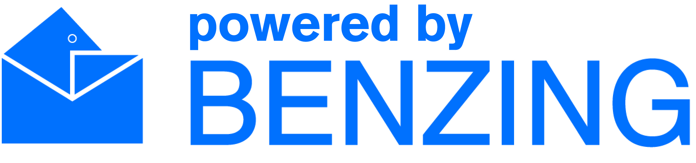 benzing logo blau linien Powered by 1